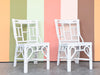Pair of Painted White Rattan Side Chairs