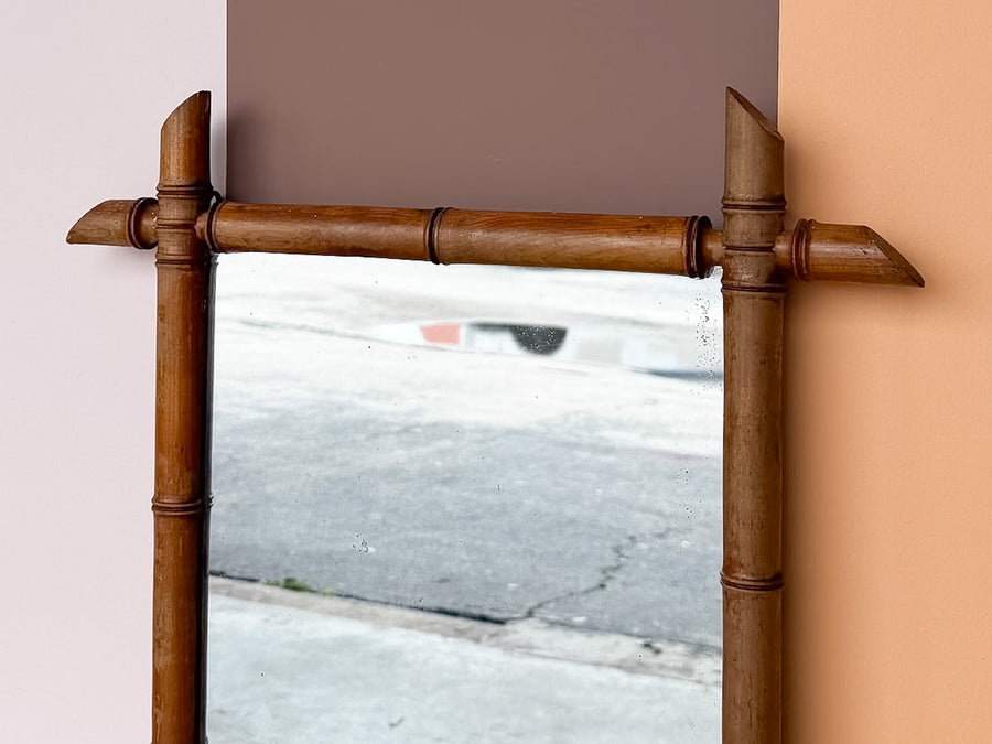 French Wood Faux Bamboo Mirror