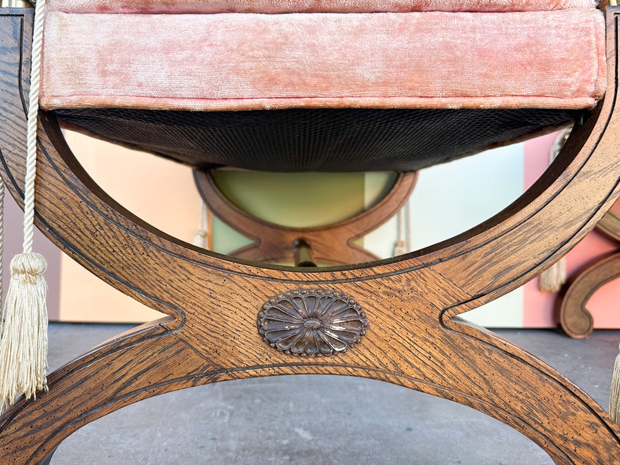 Pair of Pink Velvet MCM Benches