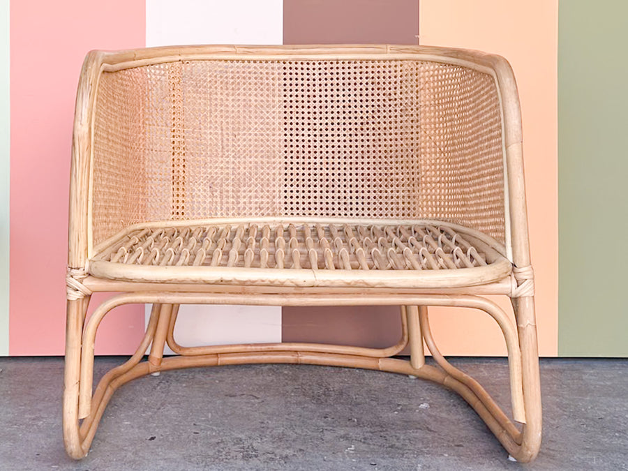 Pair of Rattan and Cane Barrel Chairs