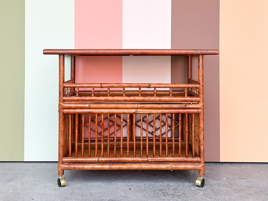 Tortoiseshell Rattan Bar Cart