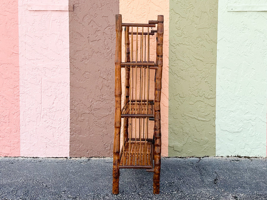 Petite Tortoiseshell Rattan Folding Etagere