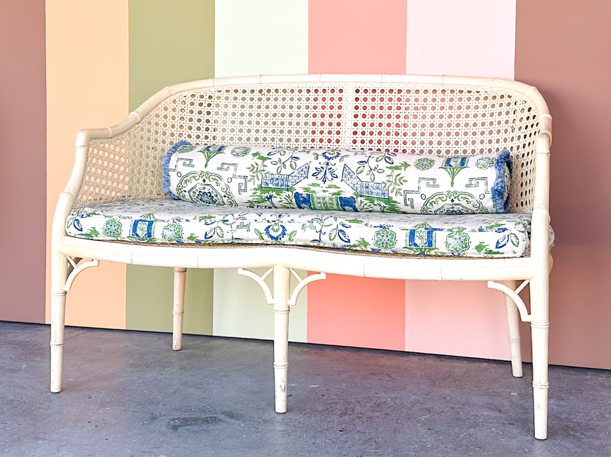 Faux Bamboo and Cane Bench