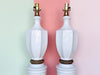 Pair of White Ceramic and Brass Urn Lamps