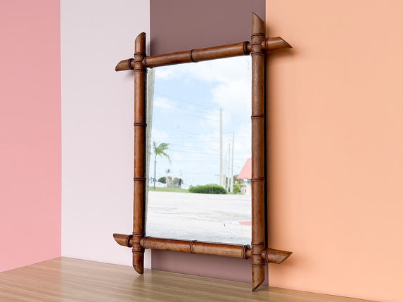 French Wood Faux Bamboo Mirror
