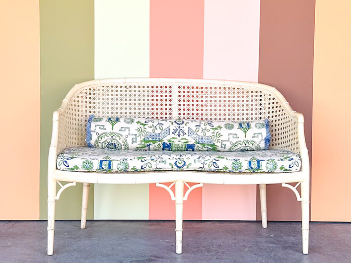 Faux Bamboo and Cane Bench