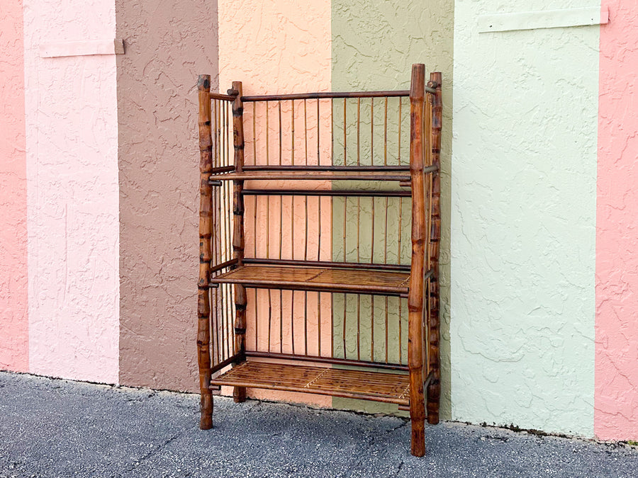 Petite Tortoiseshell Rattan Folding Etagere