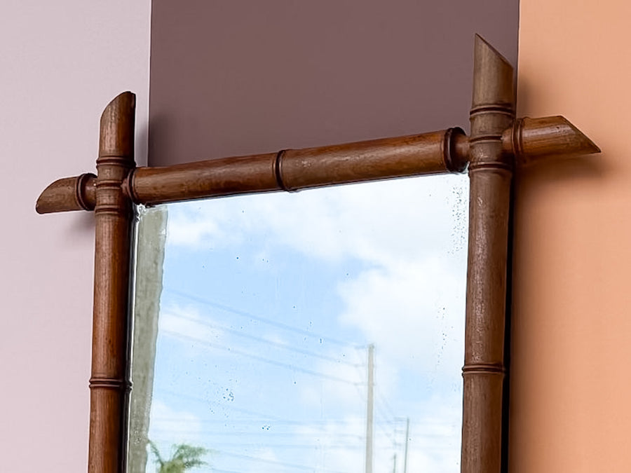 French Wood Faux Bamboo Mirror