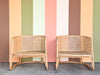 Pair of Rattan and Cane Barrel Chairs