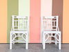 Pair of Painted White Rattan Side Chairs