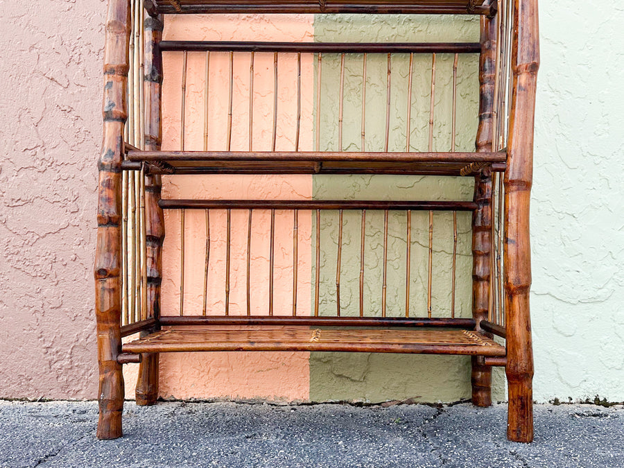 Petite Tortoiseshell Rattan Folding Etagere