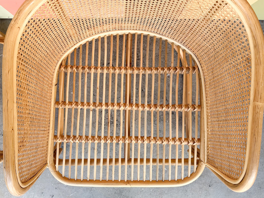 Pair of Rattan and Cane Barrel Chairs