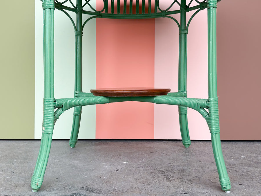 Green and Brown Rattan Side Table