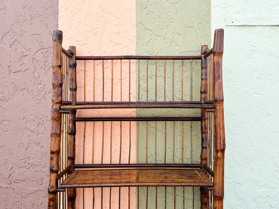 Petite Tortoiseshell Rattan Folding Etagere