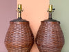 Pair of Cute Rattan Basket Lamps
