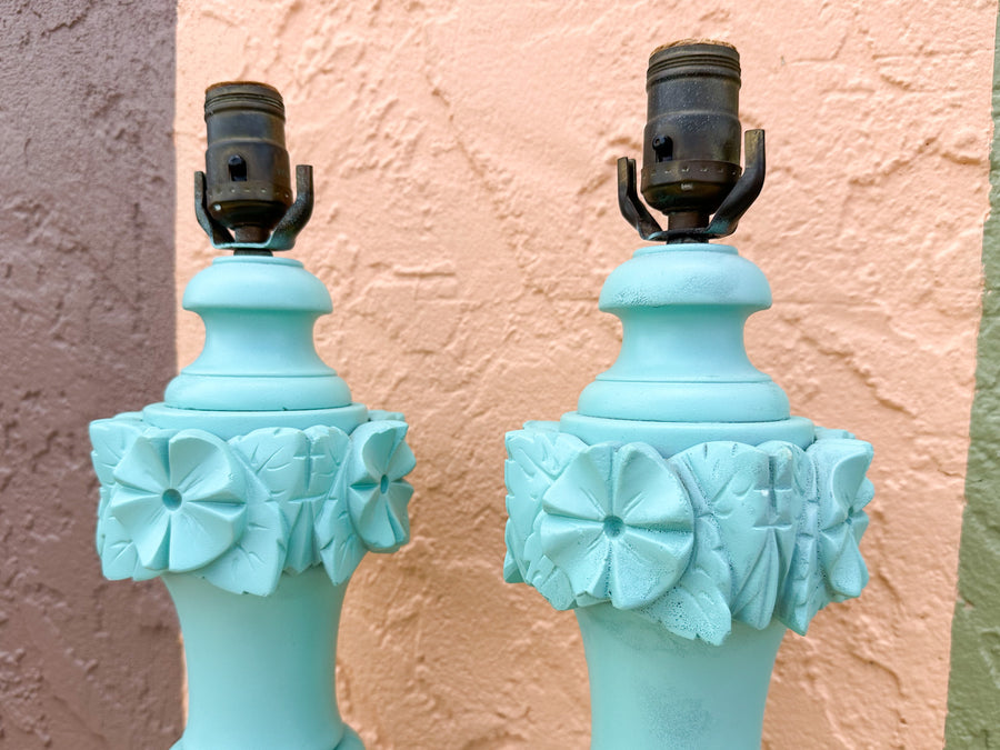 Pair of Sweet 1950s Robin Egg Blue Lamps