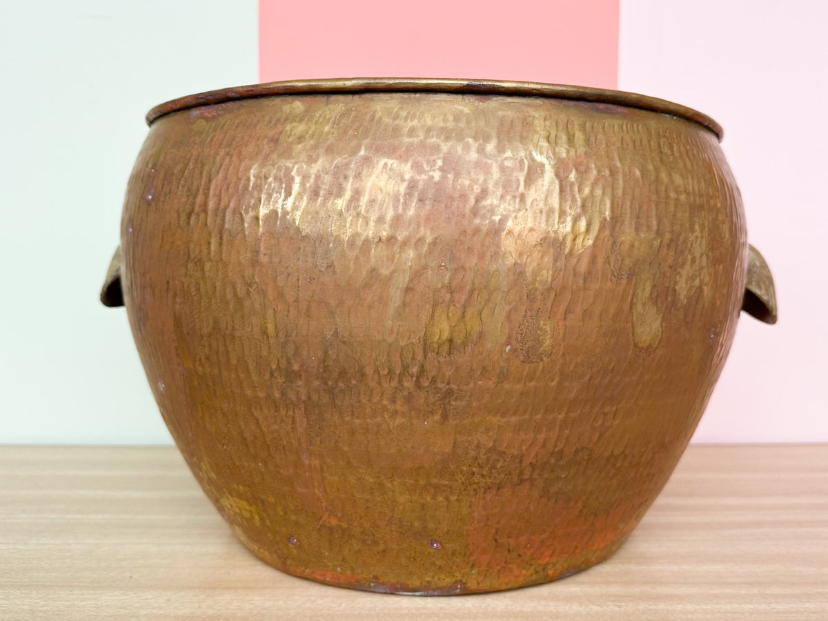 Large Brass Cachepot with Shell Handles