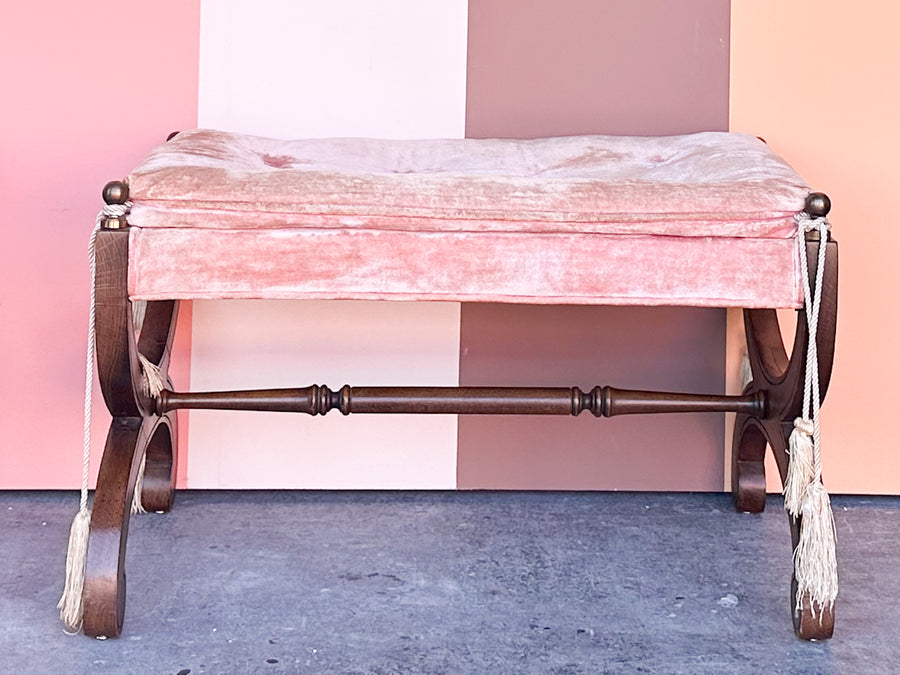 Pair of Pink Velvet MCM Benches