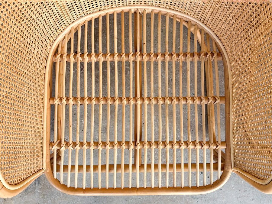 Pair of Rattan and Cane Barrel Chairs