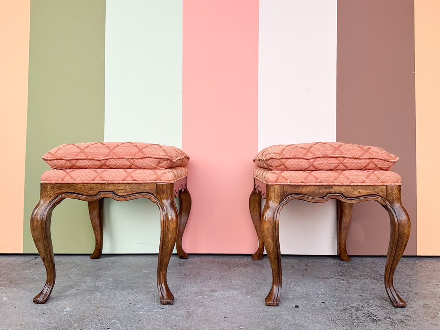 Pair of Coral Drexel Stools