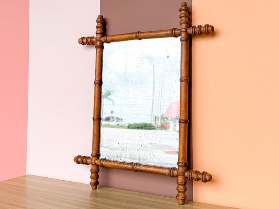 French Wood Faux Bamboo Mirror