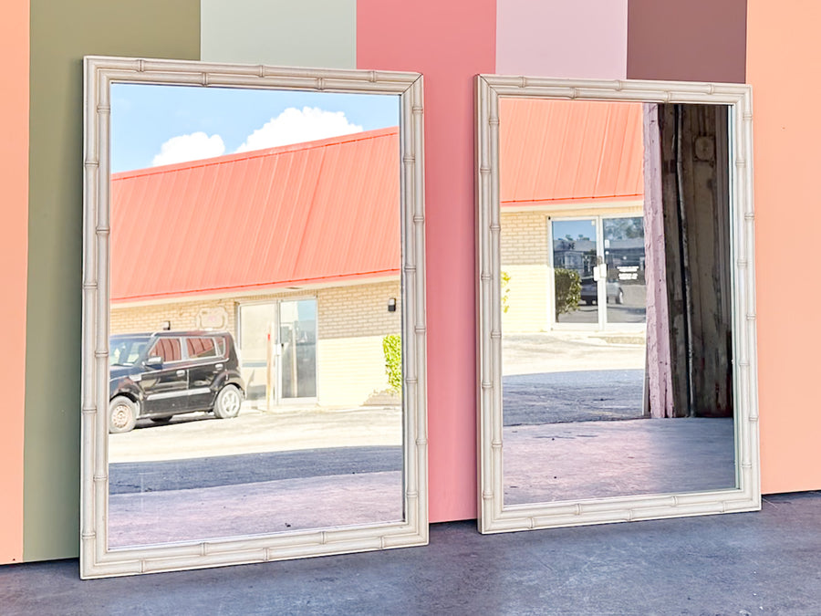 Pair of Simple Chic Faux Bamboo Mirrors