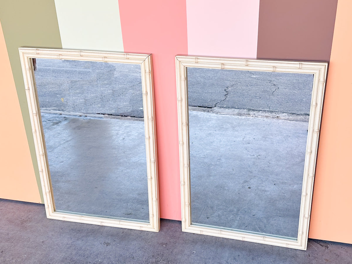 Pair of Simple Chic Faux Bamboo Mirrors