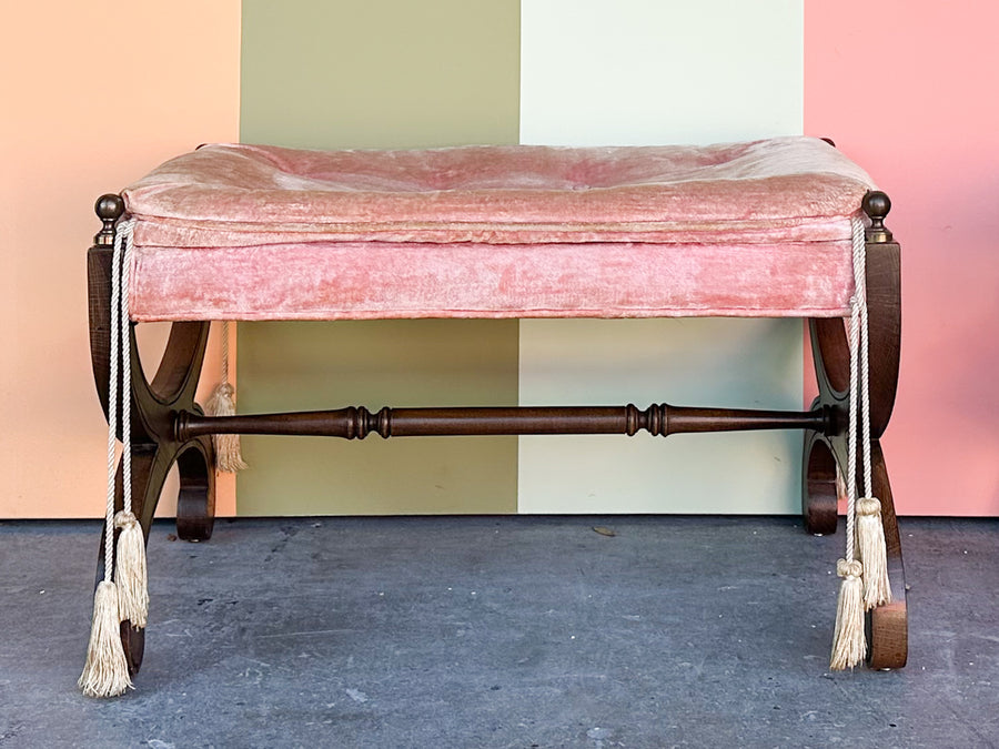 Pair of Pink Velvet MCM Benches