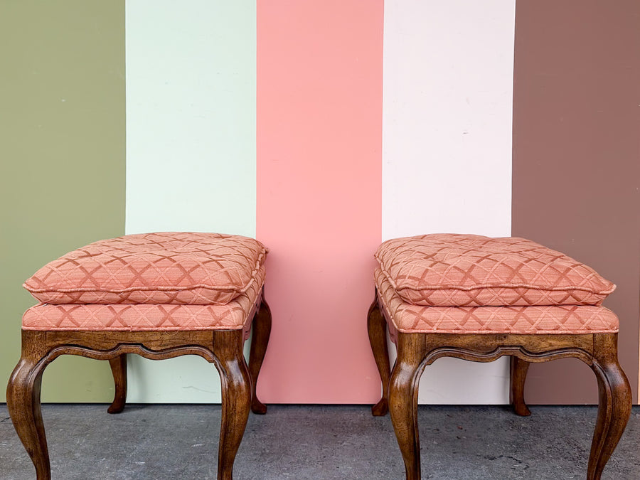 Pair of Coral Drexel Stools