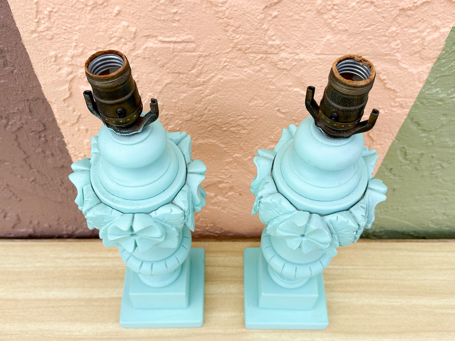 Pair of Sweet 1950s Robin Egg Blue Lamps