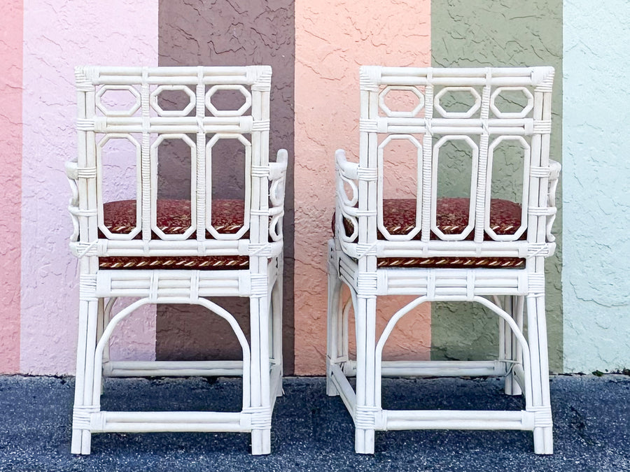 Pair of Painted Fretwork Side Chairs