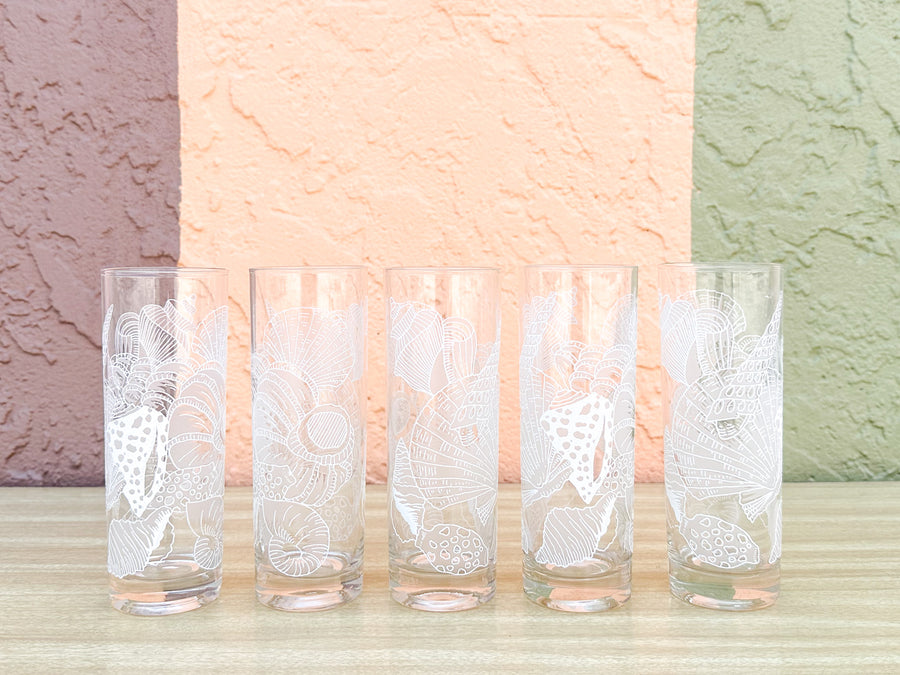 Set of Ten Seashell Glassware