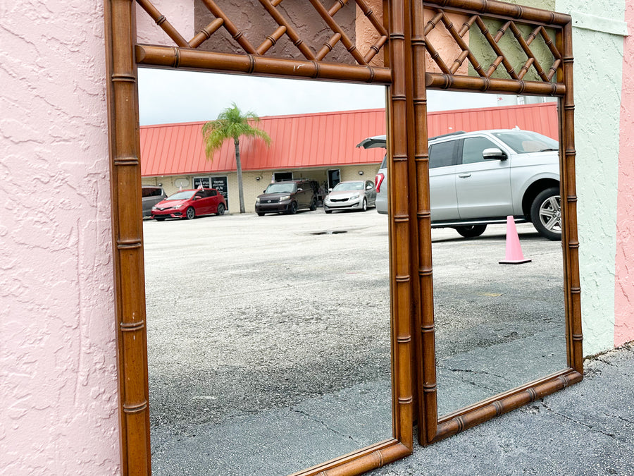 Pair of Faux Bamboo Chippendale Mirrors
