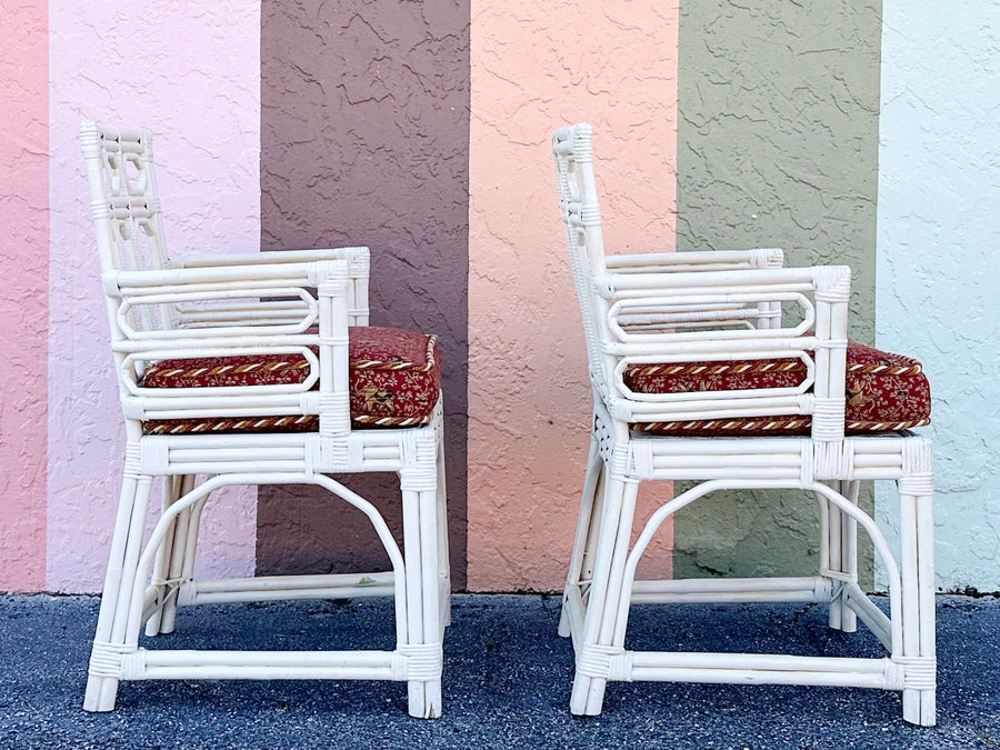 Pair of Painted Fretwork Side Chairs