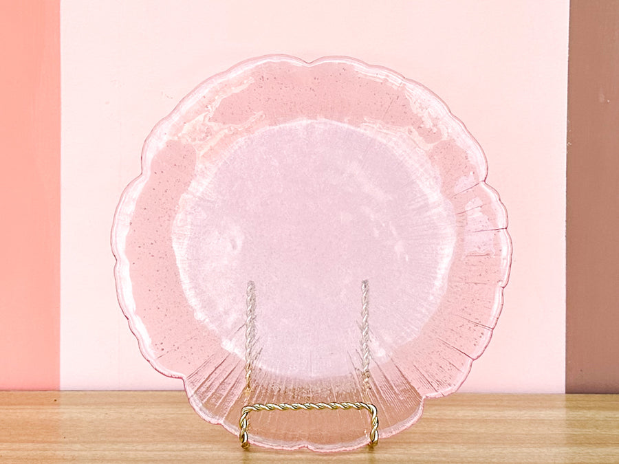 Set of Eight Seeded Glass Petal Pink Plates