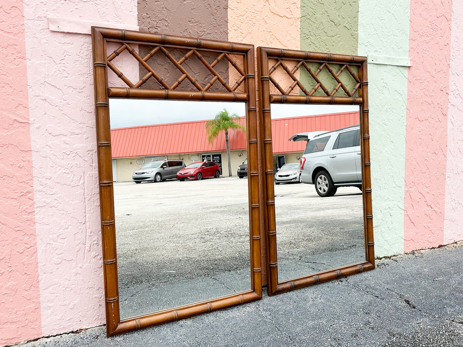 Pair of Faux Bamboo Chippendale Mirrors