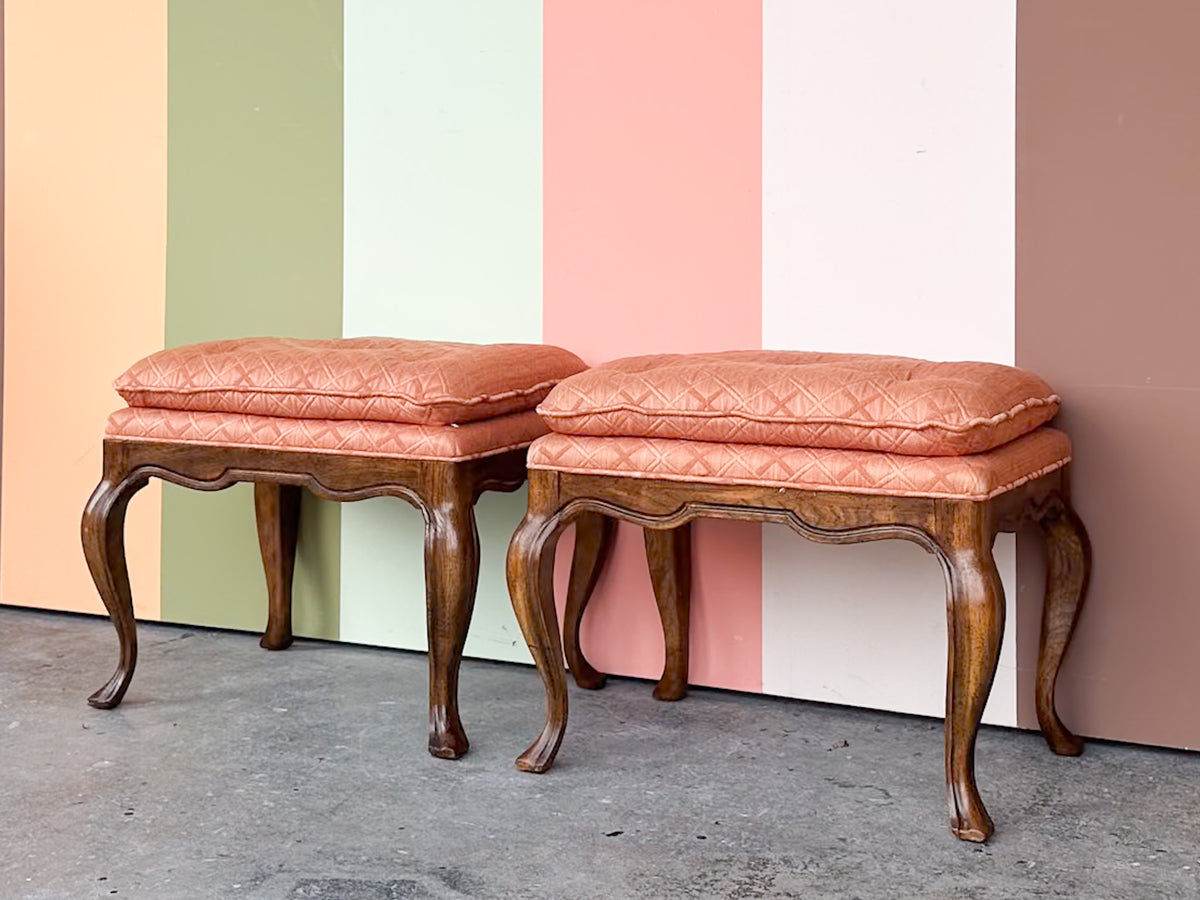 Pair of Coral Drexel Stools