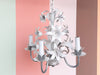 White Floral Tole Chandelier