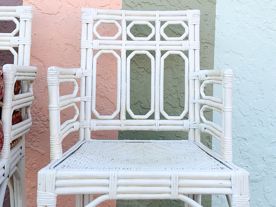Pair of Painted Fretwork Side Chairs