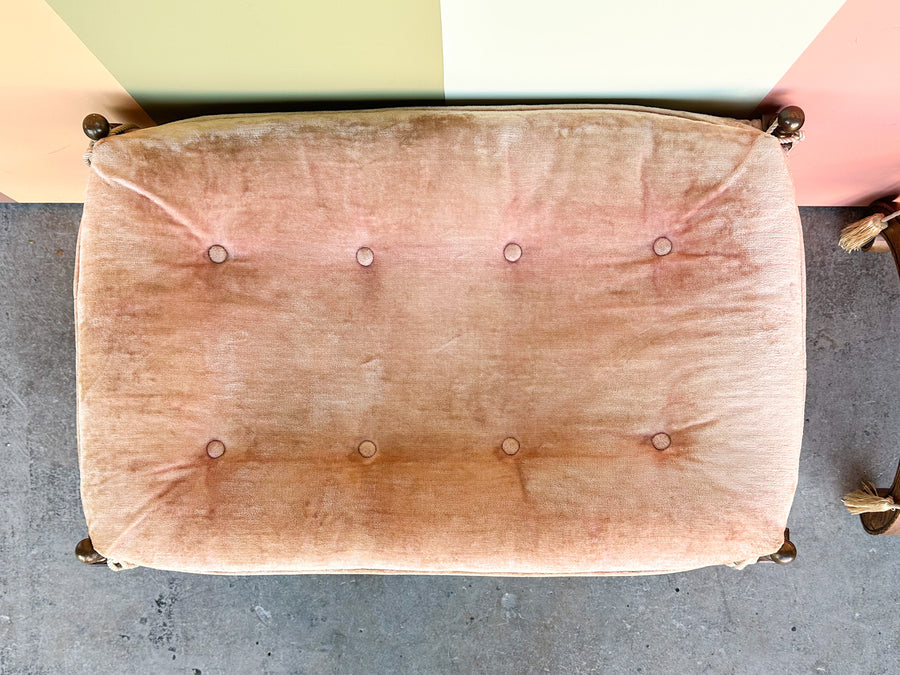 Pair of Pink Velvet MCM Benches