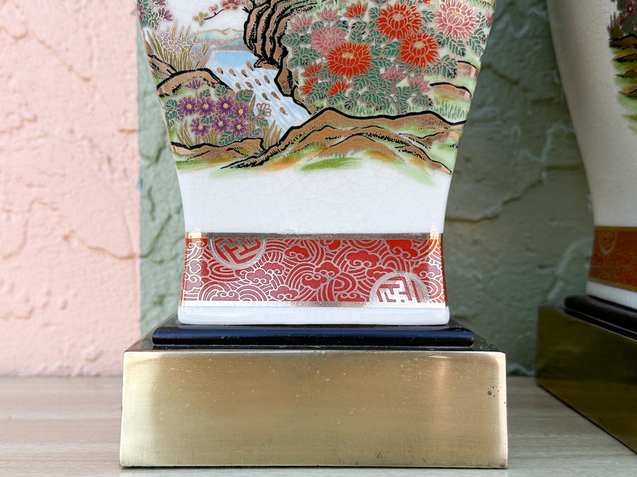 Pair of Chinoiserie Lamps with Elephants