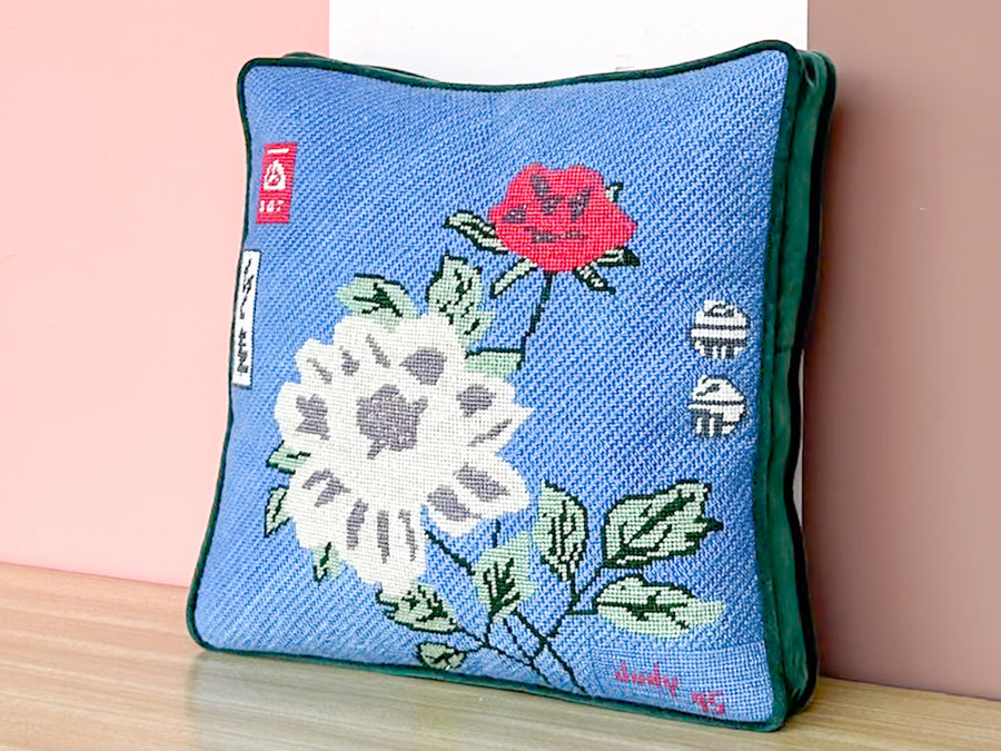 Chinoiserie Flower Needlepoint Pillow