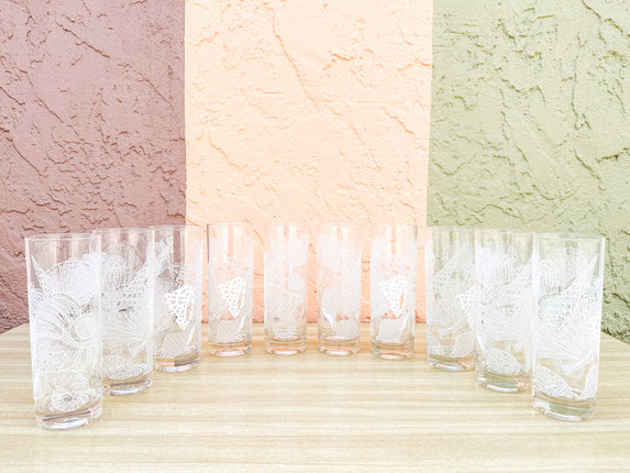 Set of Ten Seashell Glassware