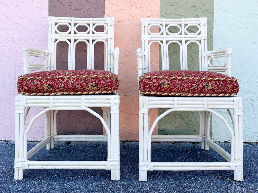 Pair of Painted Fretwork Side Chairs