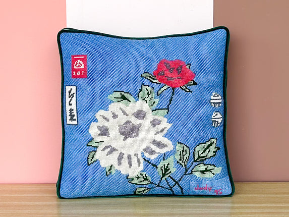 Chinoiserie Flower Needlepoint Pillow