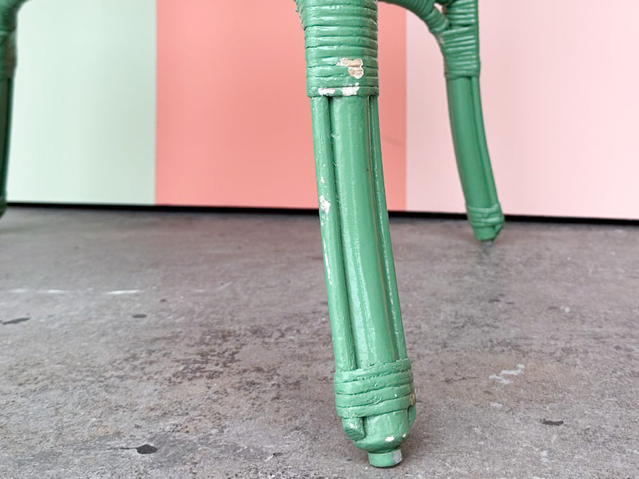 Green and Brown Rattan Side Table