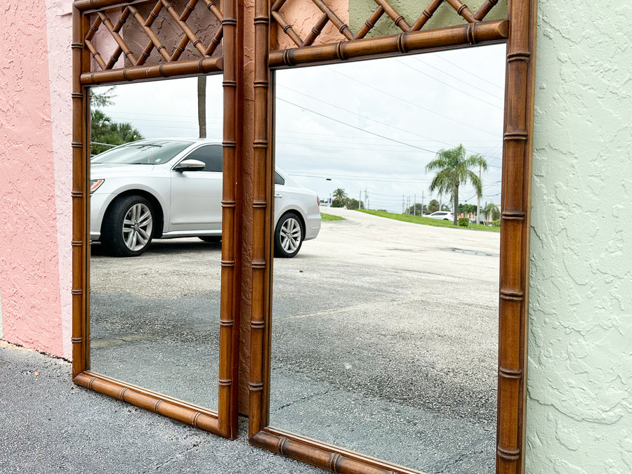 Pair of Faux Bamboo Chippendale Mirrors