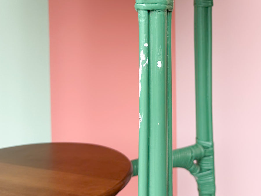 Green and Brown Rattan Side Table