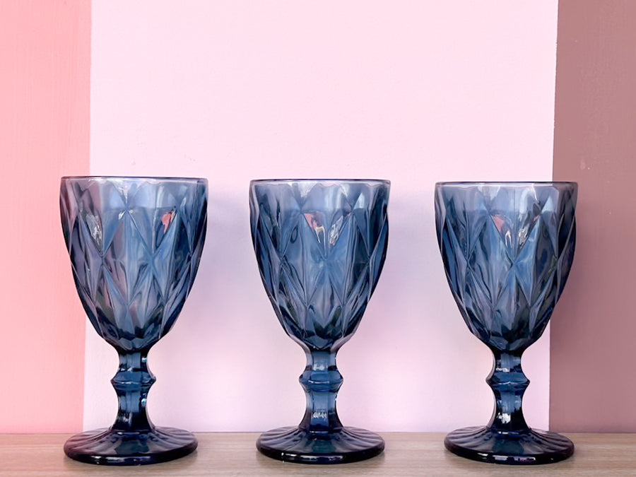 Set of Six Mediterranean Blue Goblets