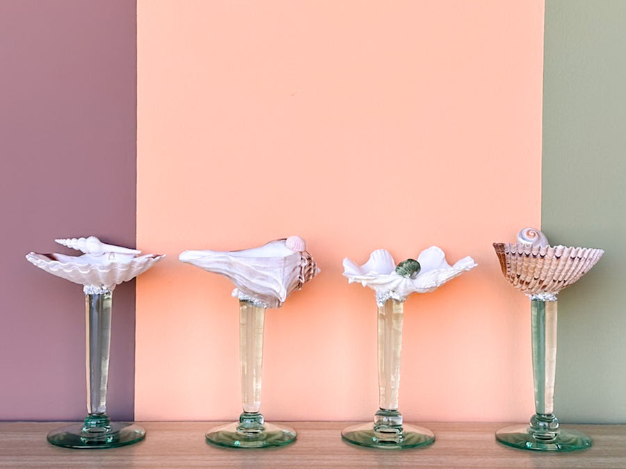 Set of Four Seafoam Shell Coupes